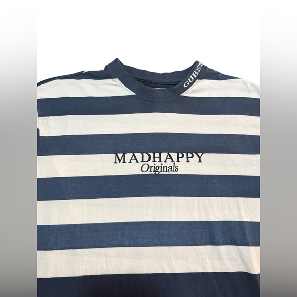 Madhappy Guess Originals Striped Cotton Tee Shirt Size Medium - Picture 2 of 6
